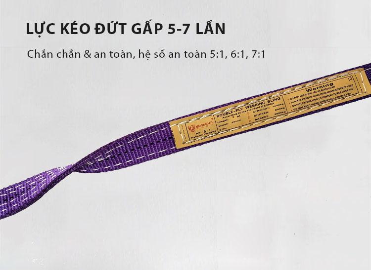 cáp vải chắc chắn lực kéo đứt gấp 5 đến 7 lần